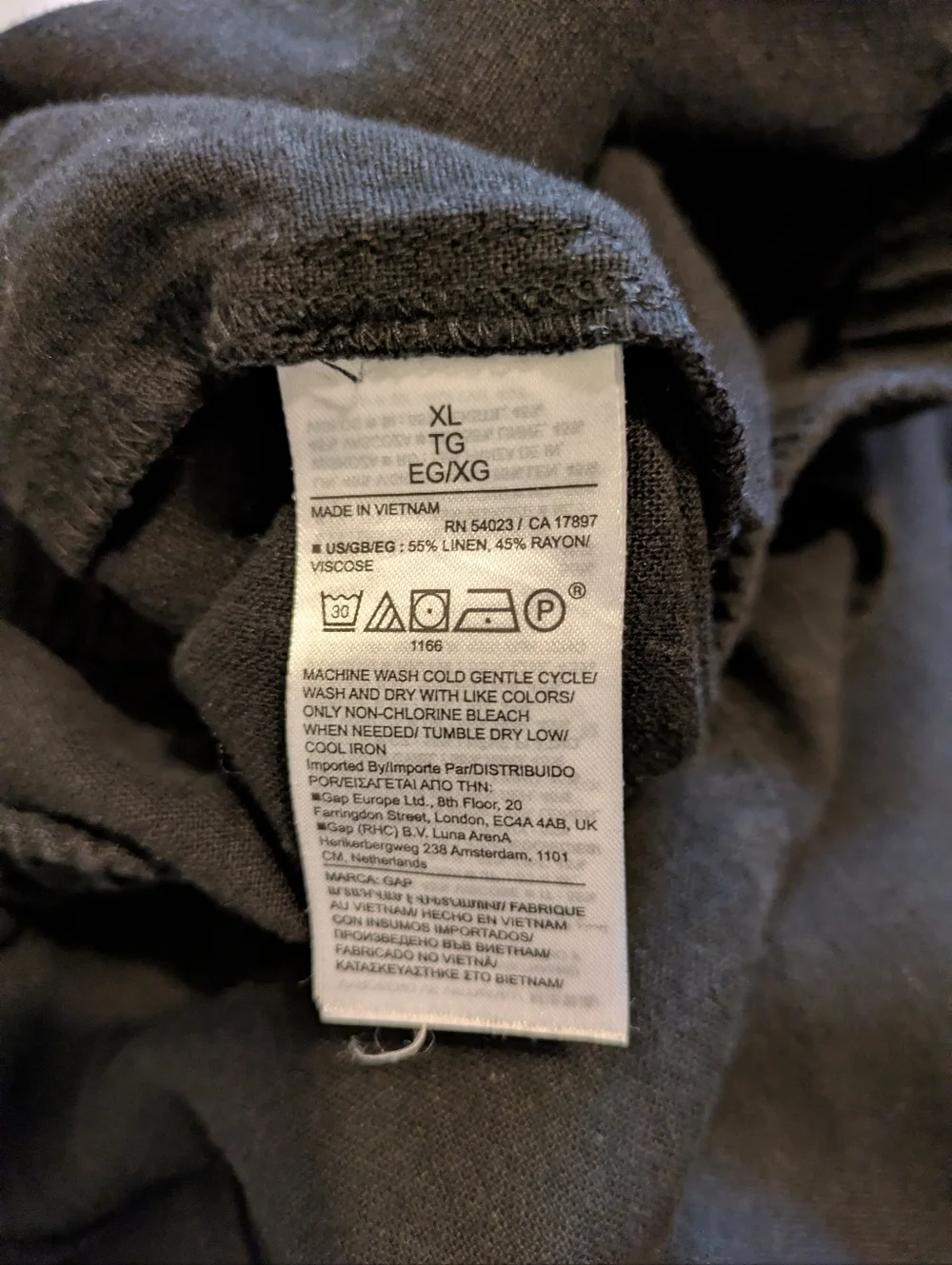 GAP Black Linen Wide Leg Cargo Pants- XL - Picture 5 of 6